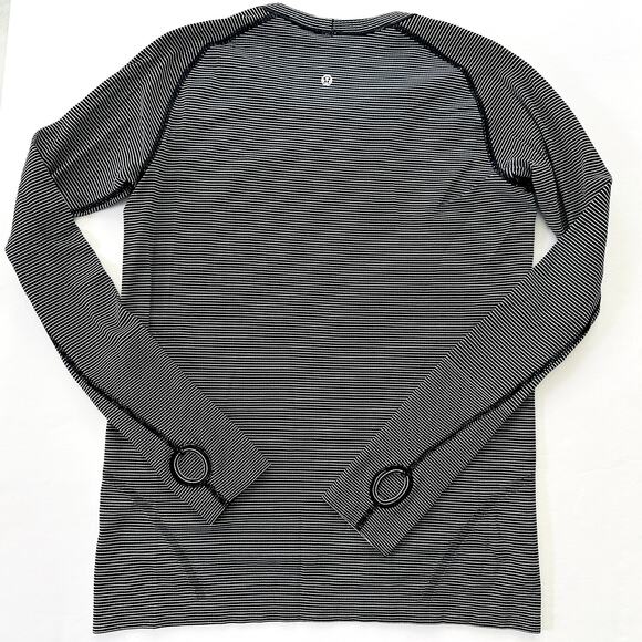 Lululemon Swiftly Tech Long Sleeve Crew 12 *Original Fit Black White Stripe - Picture 5 of 5